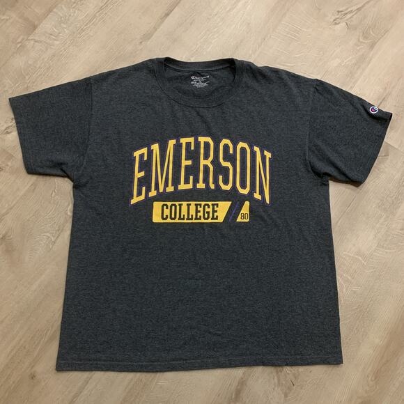 Champion Emerson College Lions T-Shirt Men's Large L Gray Collegiate NCAA Tee - Picture 1 of 6